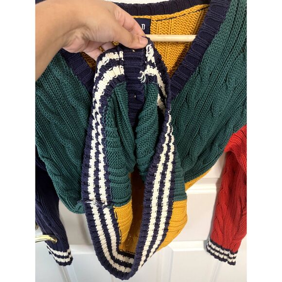 Vintage Gap Color Block Cable Knit Button Down Cardigan Size Medium - Picture 5 of 5
